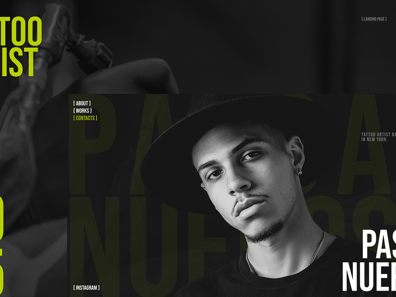 Dark Minimal Landing Page for Tattoo Artist