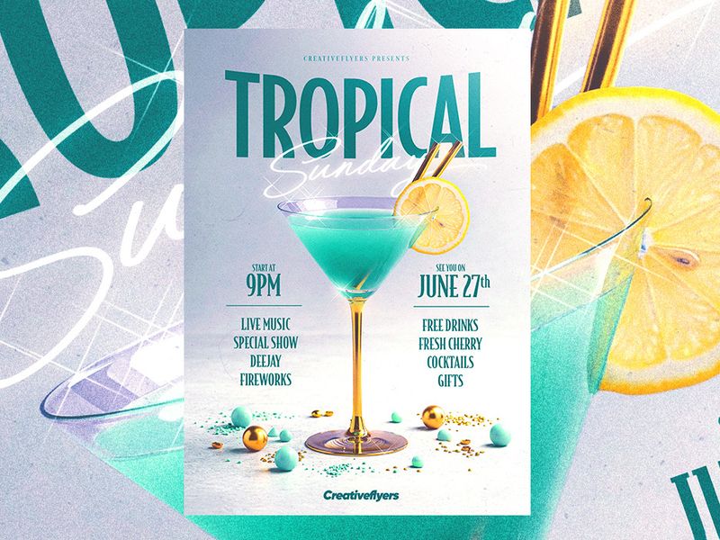 Cocktail-Themed Event Poster ( Creative-flyers.com )