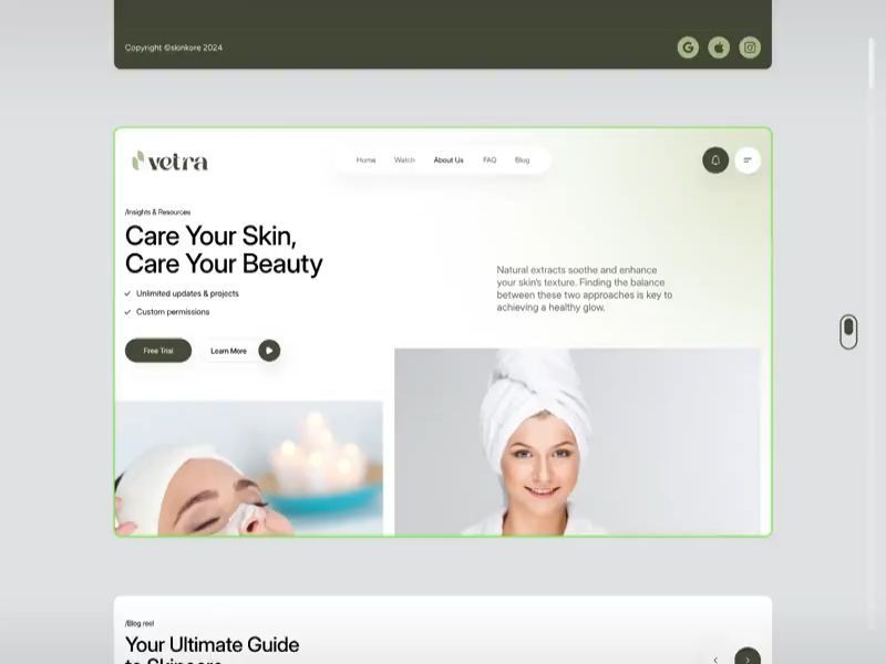 Vetra - Skincare Landing Page Design