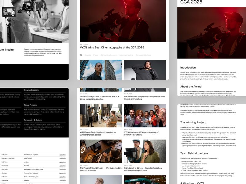 VYZN — Video Production Agency Template