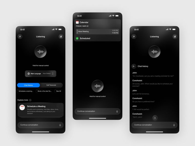 AI Voice Assistant - CoreAssist App Design
