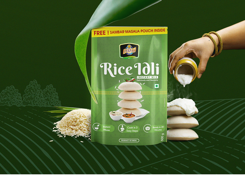 🍃 Deepak Rice Idli & Dosa Packaging Design – DN Designs
