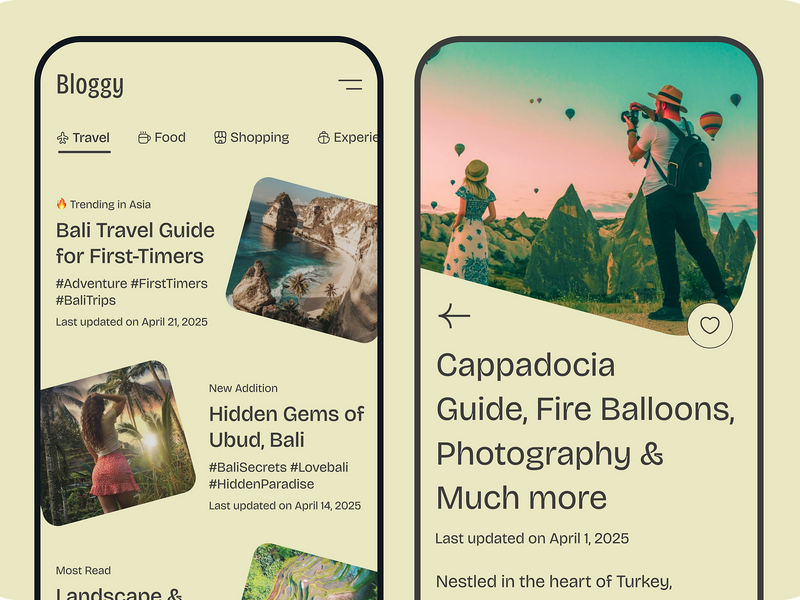 Bloggy β Your Minimal Travel Blog App for Bali,Cappadocia & More by Adeel Raza for Makeen