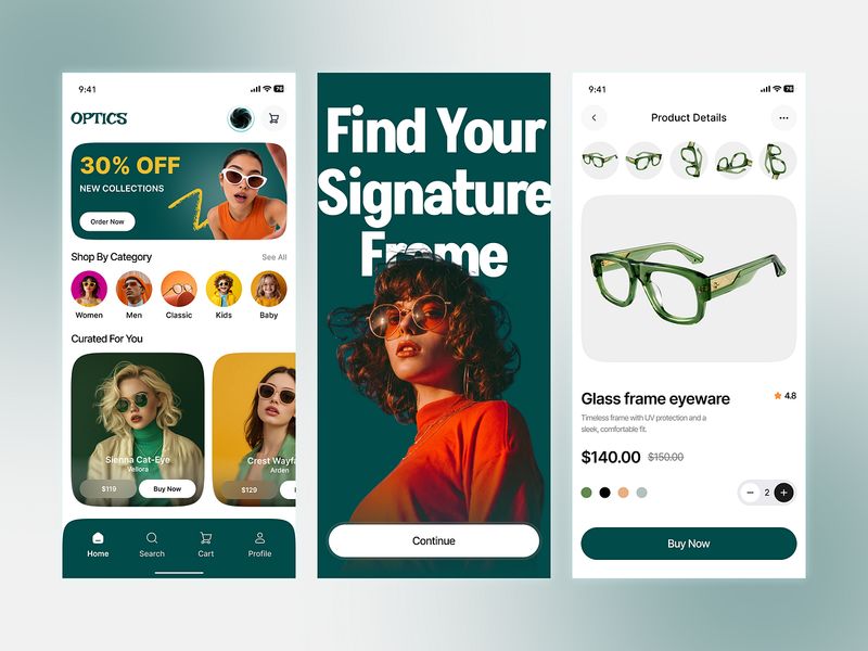 Eyewear E-commerce App | Mobile UI/UX Design