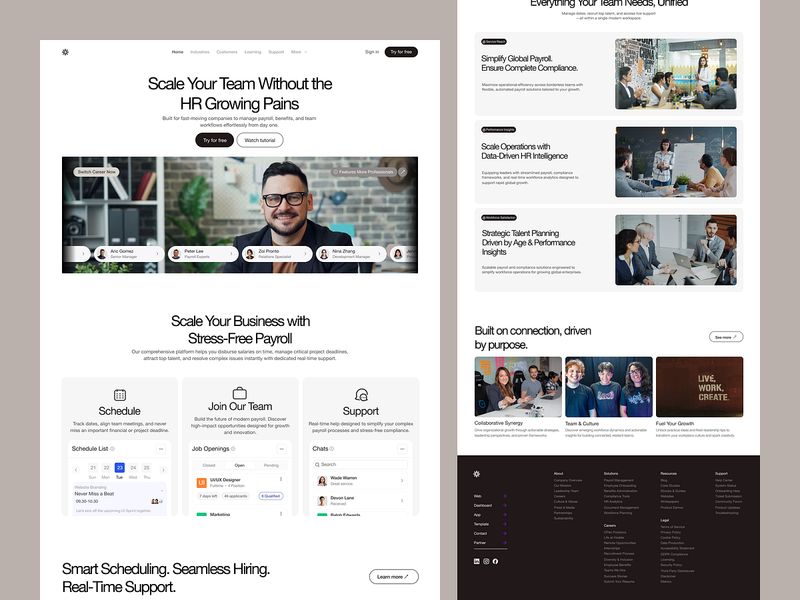 Modern HR & Payroll Landing Page Design