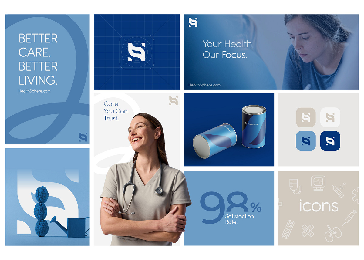 HealthSphere — Modern HealthTech Branding System