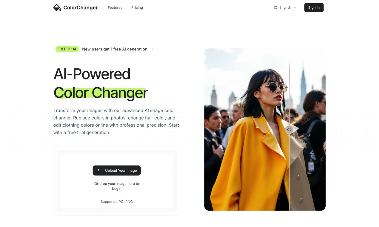 Image Color Changer - AI Hair & Clothing Color Editor Online | ColorChanger Image 0