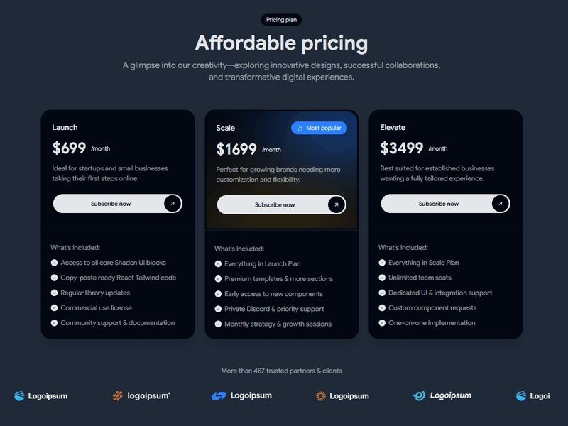 15+ Shadcn Pricing Sections, Blocks, Templates & Components