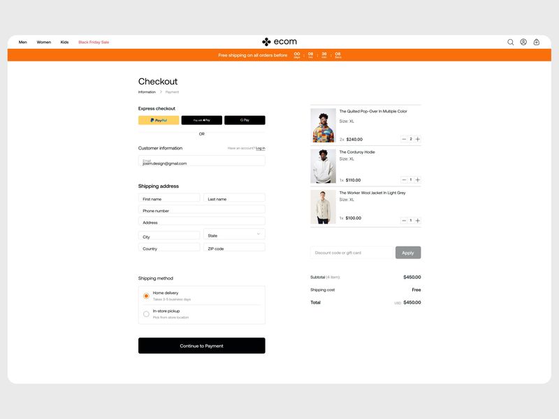 E-commerce Checkout Experience UI