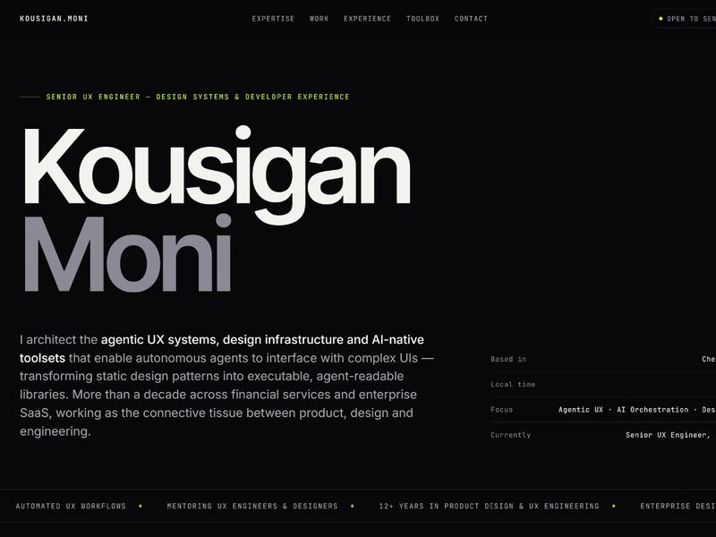 Kousigan Moni — Senior UX Engineer, Design Systems