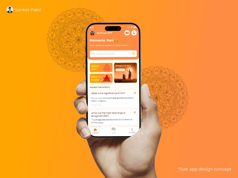 Spiritual GPT – AI-Powered Spiritual Guide & Meditation App UI