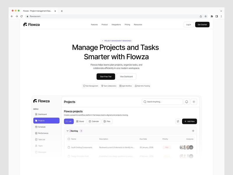 Project Management SaaS Landing Page Hero