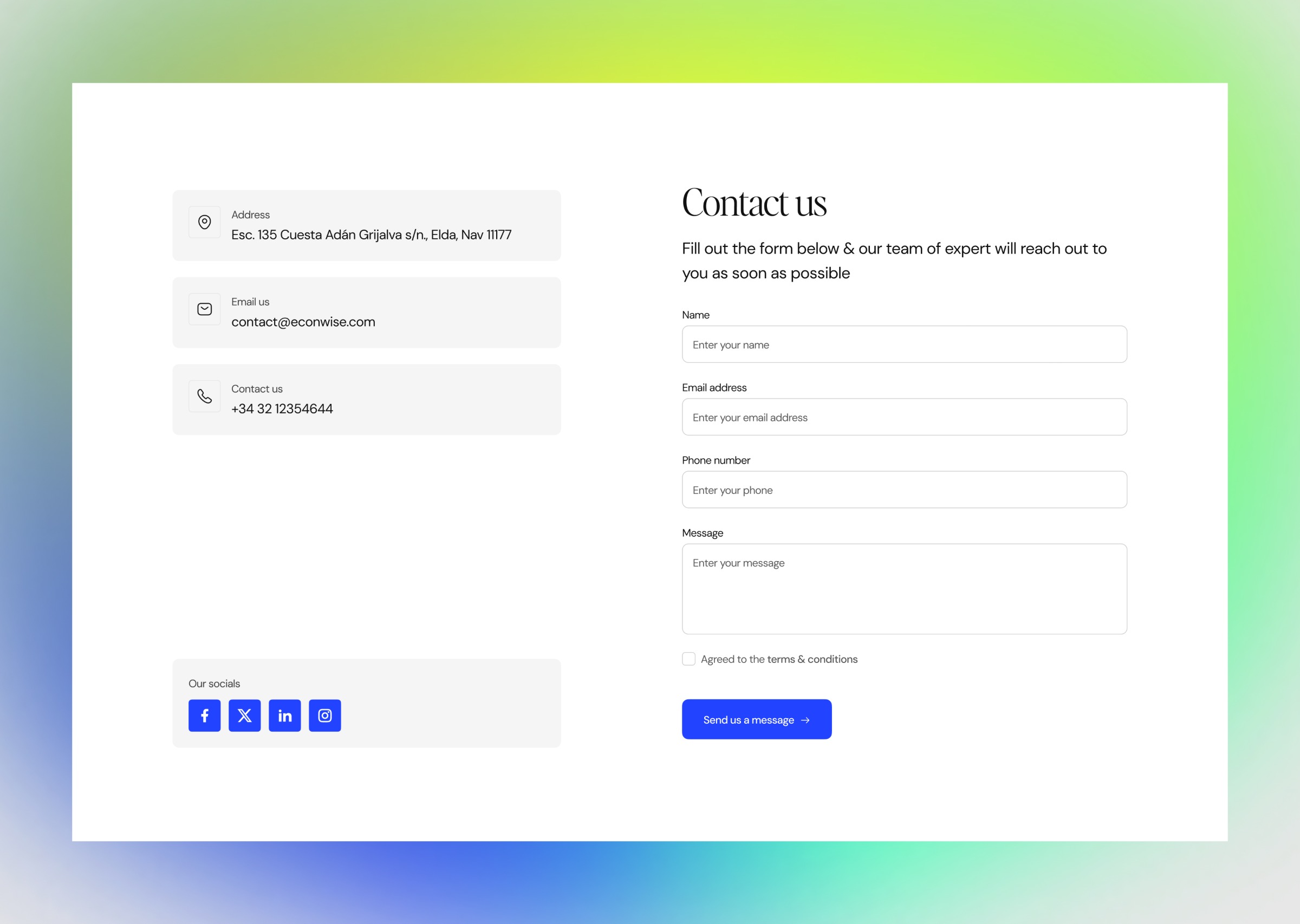 Contact us section design for client project Image 0