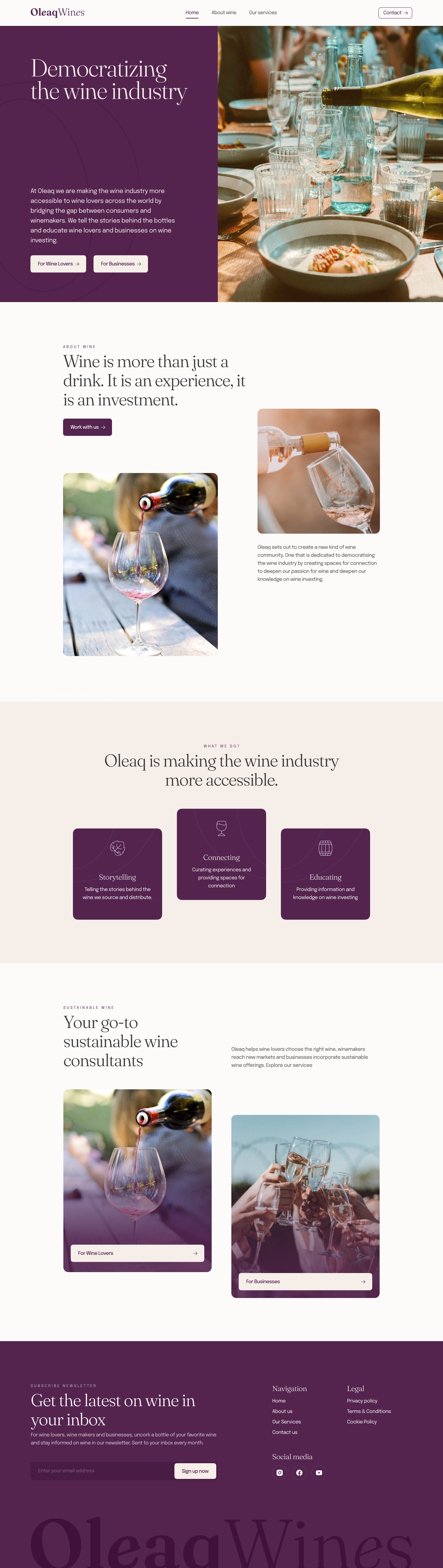 Oleqwines - Landing page design for wine industry. Image 1
