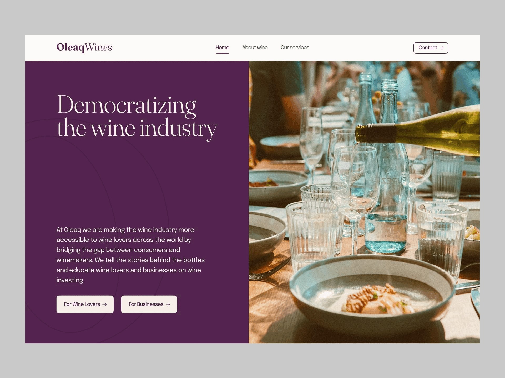 Oleqwines - Landing page design for wine industry. Image 2