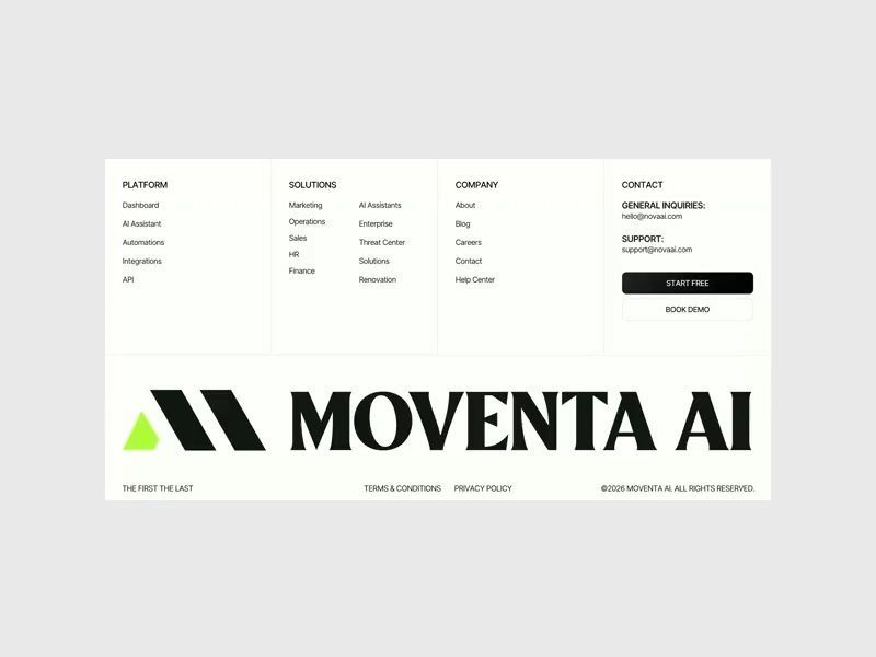 AI SaaS Website Footer Hover Interaction
