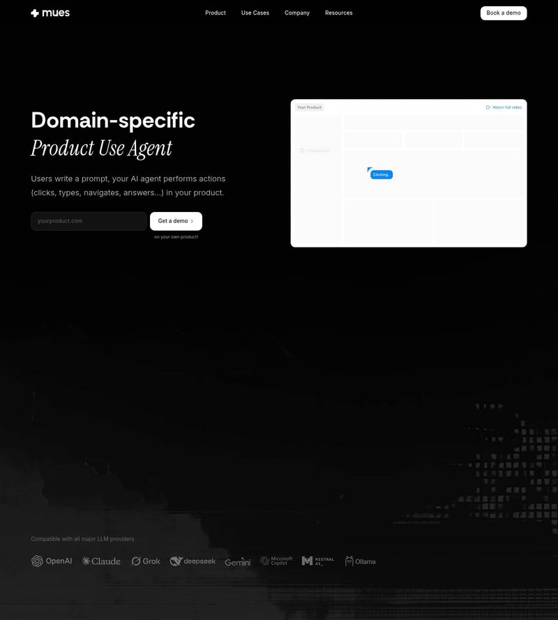 Screenshot taken from mues.ai