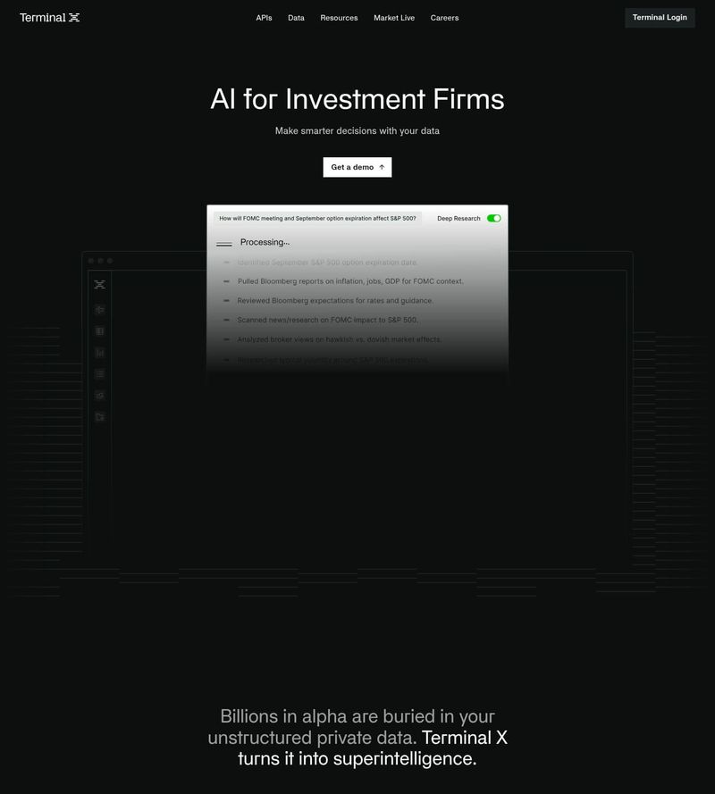 Screenshot taken from terminal-x.ai