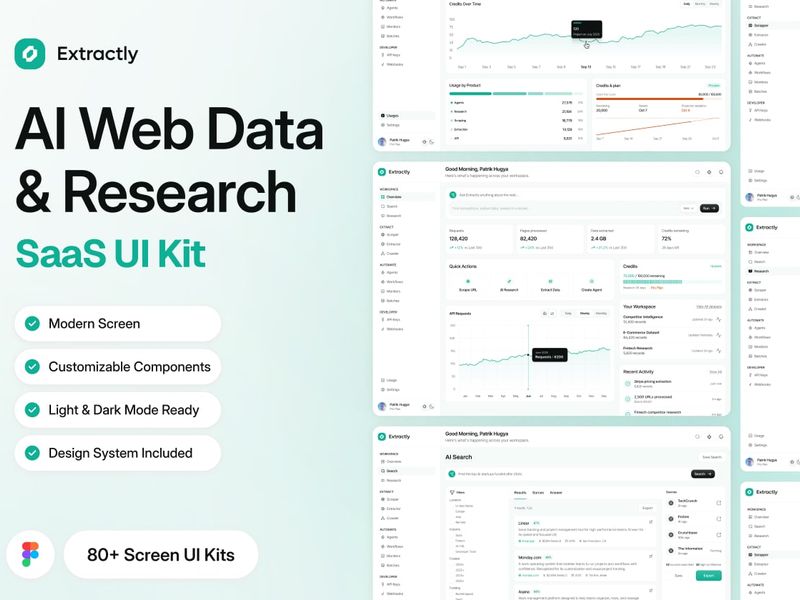 Extractly - AI Web Data & Research SaaS UI Kit - SaaS design asset by UI8