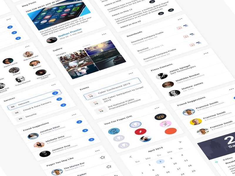 Social Media Widgets | 45 Widgets | XD File