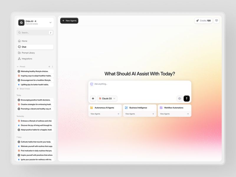 Orbix AI - AI Assistant Dashboard Design System