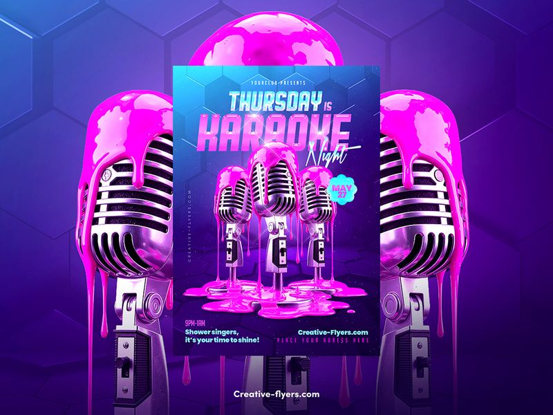 Pink Karaoke Night – Premium PSD Flyer Template