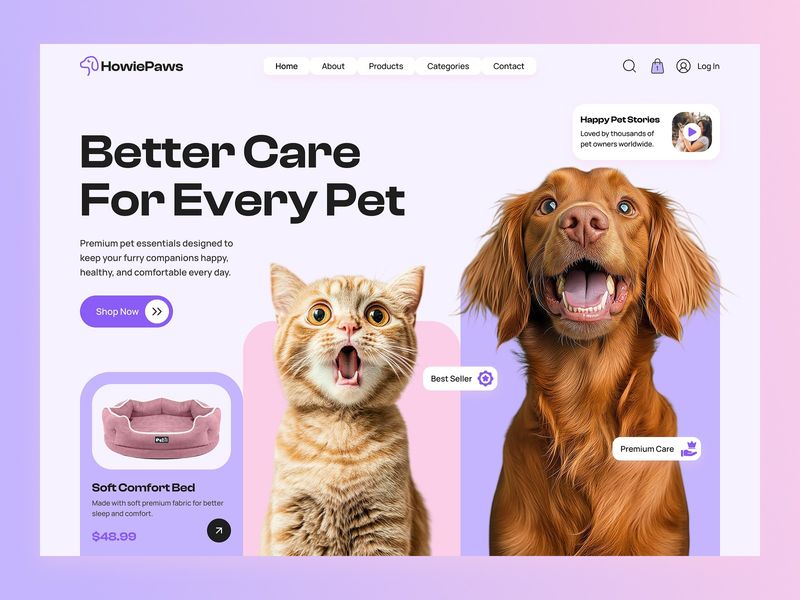 HowiePaws - Pet Store Landing Page UI