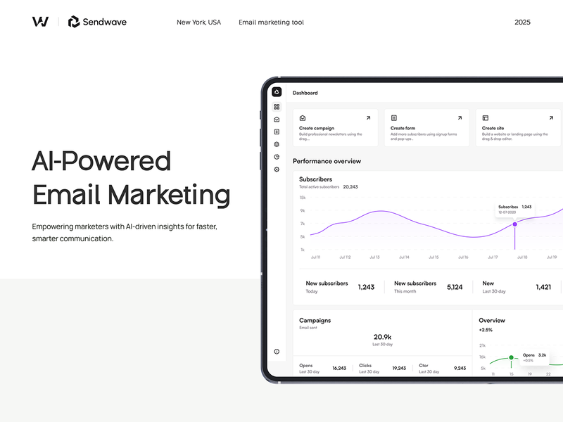 Sendwave AI Email Marketing | UI UX Web App | Wavespace