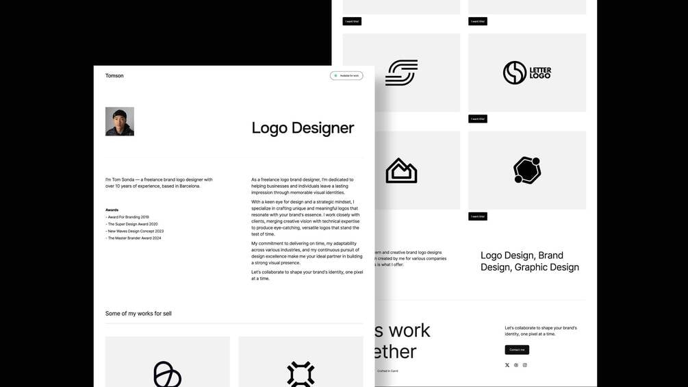 Tomson - Designer Portfolio Carrd Template [FREE]