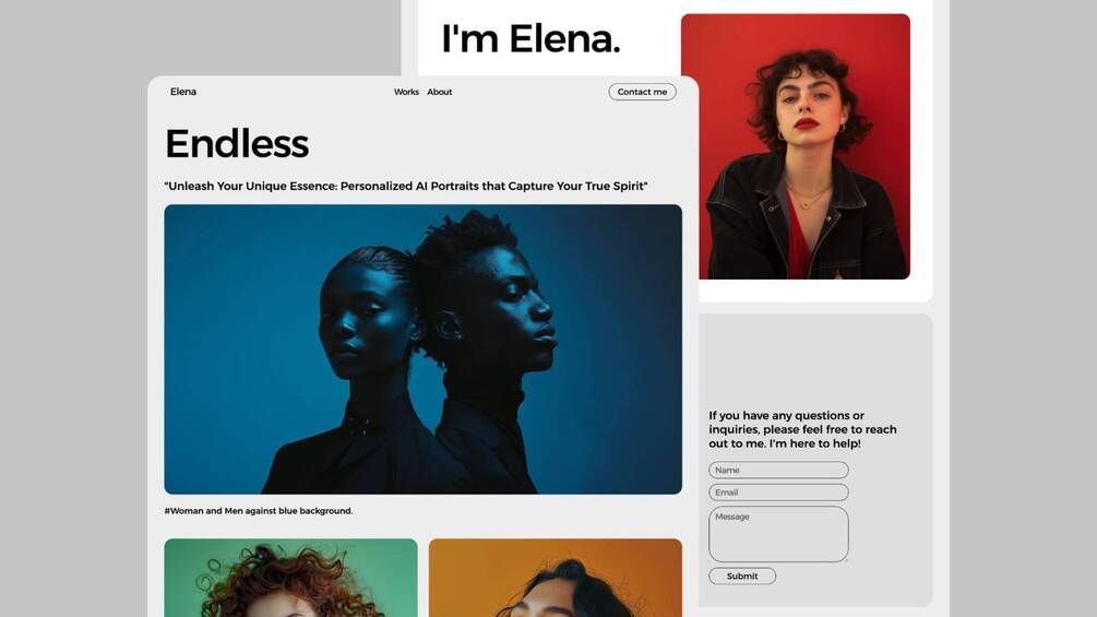 Elena - Modern & Creative Ai Photo Designer Portfolio Template [FREE]