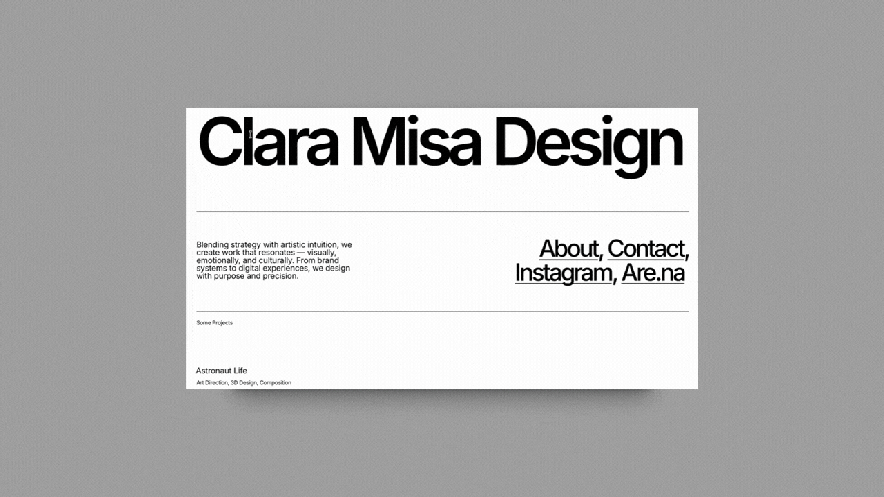 CLARA - Editorial Portoflio Readymag Template for Creative Designers