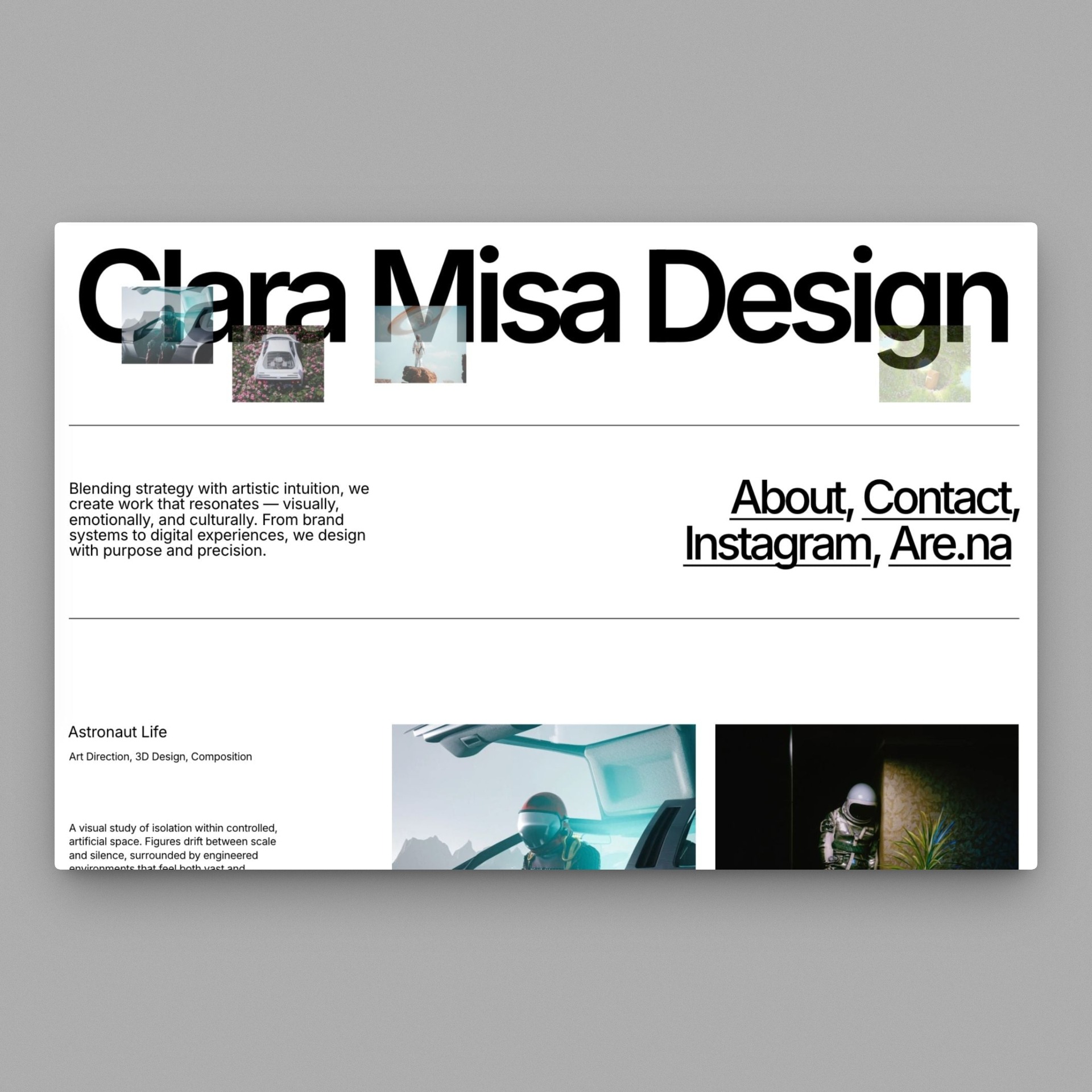 CLARA - Editorial Portoflio Readymag Template for Creative Designers Image 0
