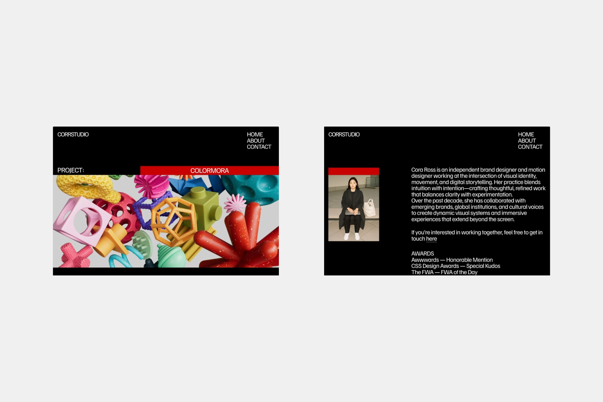 CORR - Dark Editorial Creative Readymag Portfolio Template Image 1