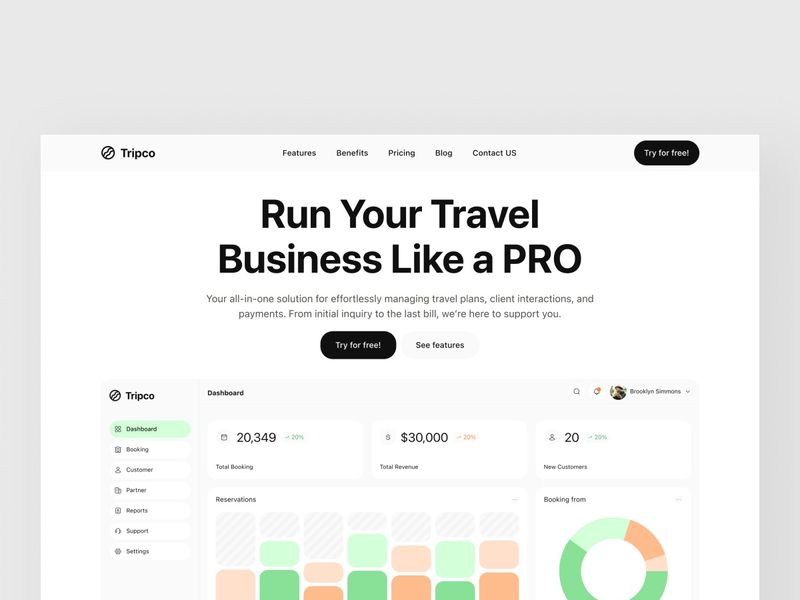 Tripco Landing Page Hero Section