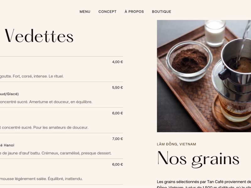 Vietnamese Phin Coffee Filter — Header Overlay (WebGPU/TSL/GSAP)