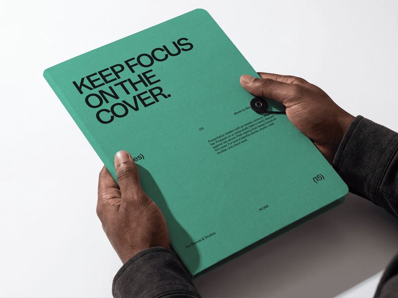 Presentation Folder Held in Hands Mockup