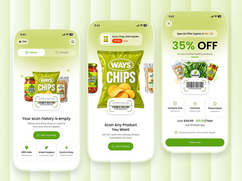 Healthy Food Scanner App Design AI Nutrition Tracking & Barcode