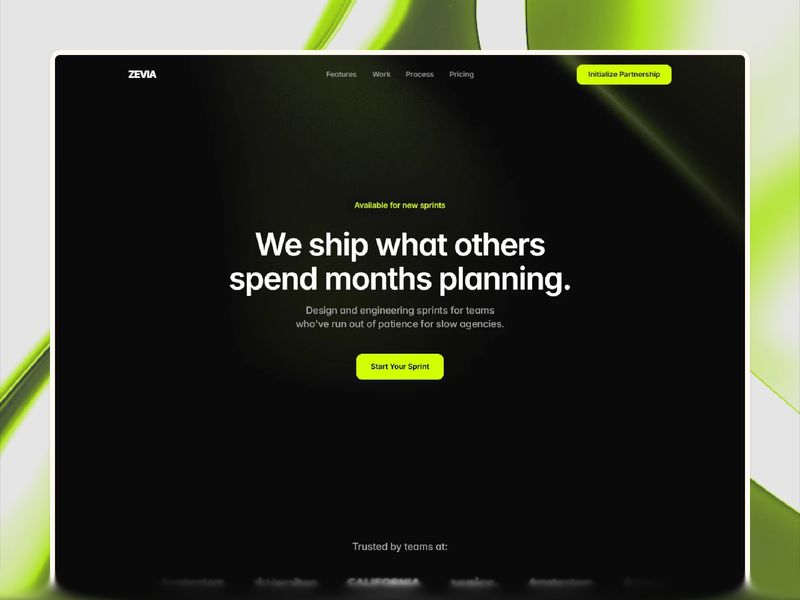 Zevia — Dark Agency Framer Template