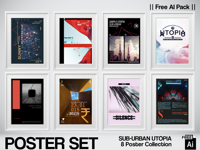 SUB-URBAN UTOPIA — Free 8-Poster AI Pack