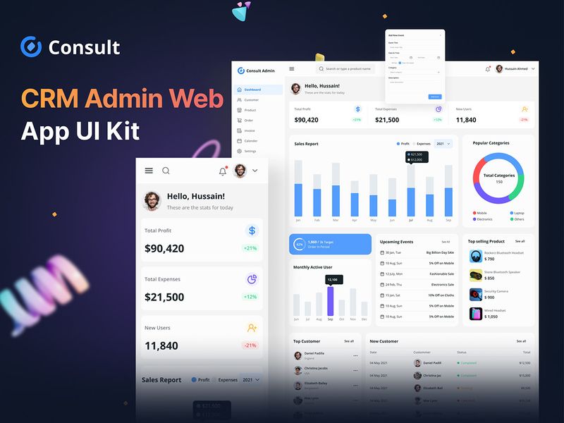 CRM Admin Web App UI Kit Design - Consult