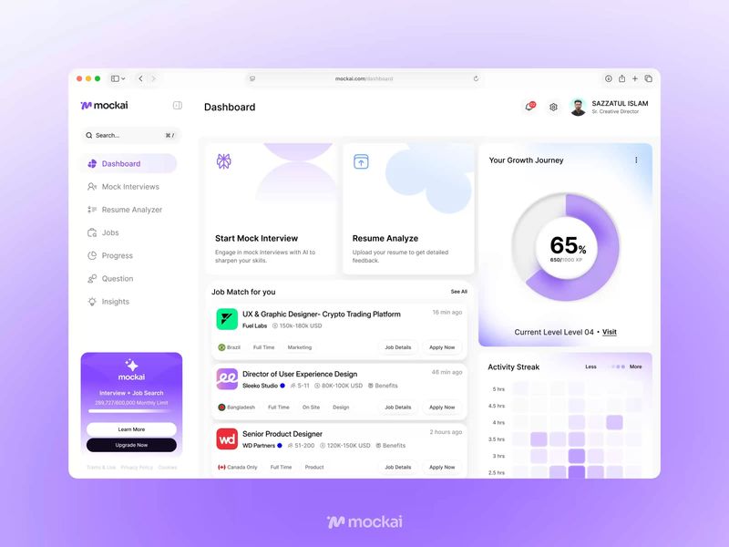 Career Intelligence SaaS Dashboard | Mock AI