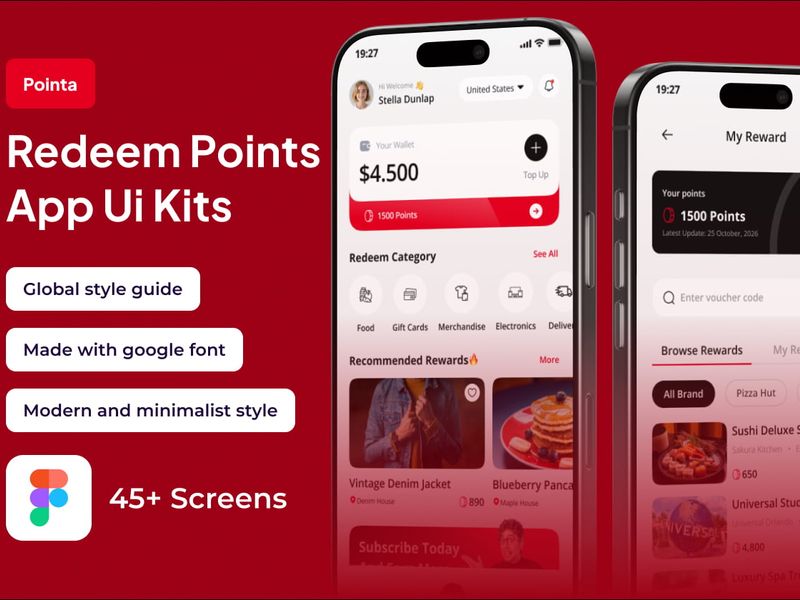 Pointa - Redeem Points Premium UI KIts App - Mobile design asset by ui8