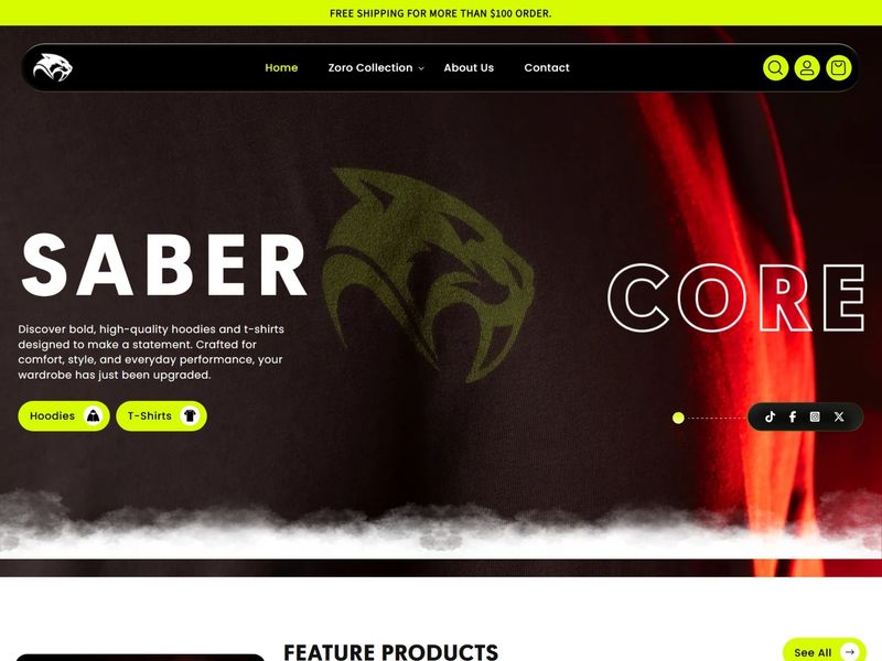  Custom Streetwear E-commerce Website Design | Saber Core