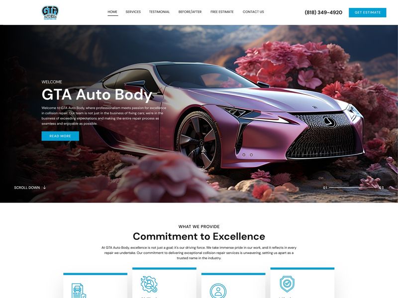 GTA Auto Body – Automotive UI/UX & Web Development