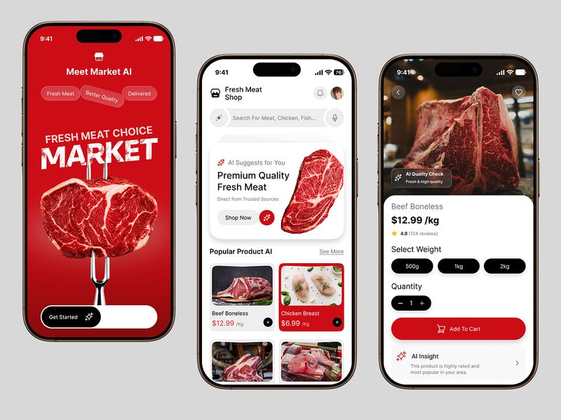 AI Online Meat Market Mobile App UI Design