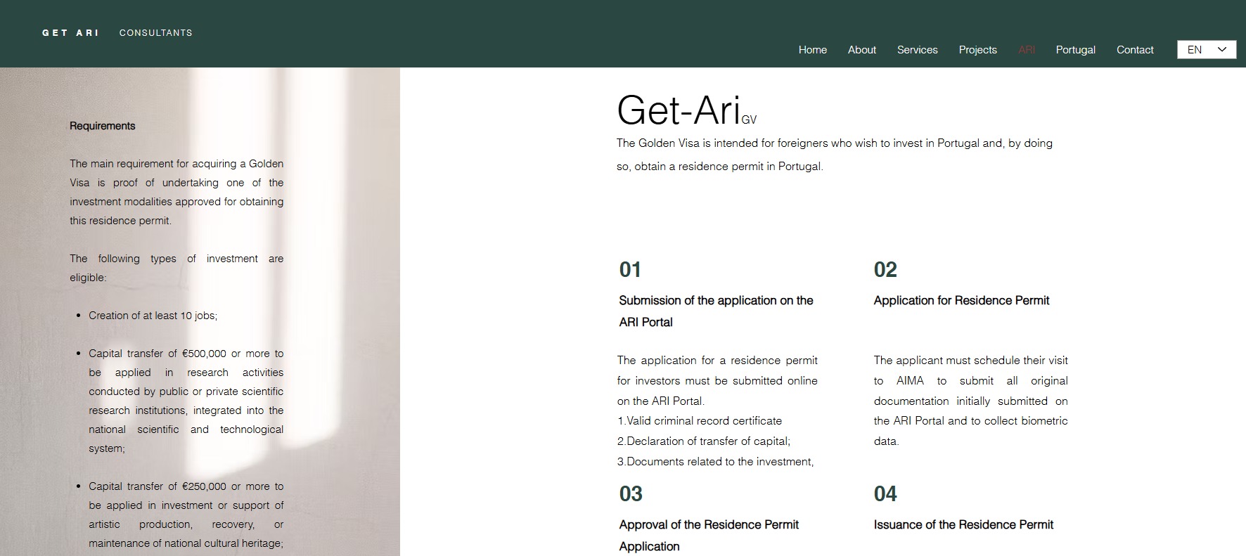 Get-Ari — Golden Visa Consultancy Website Image 2