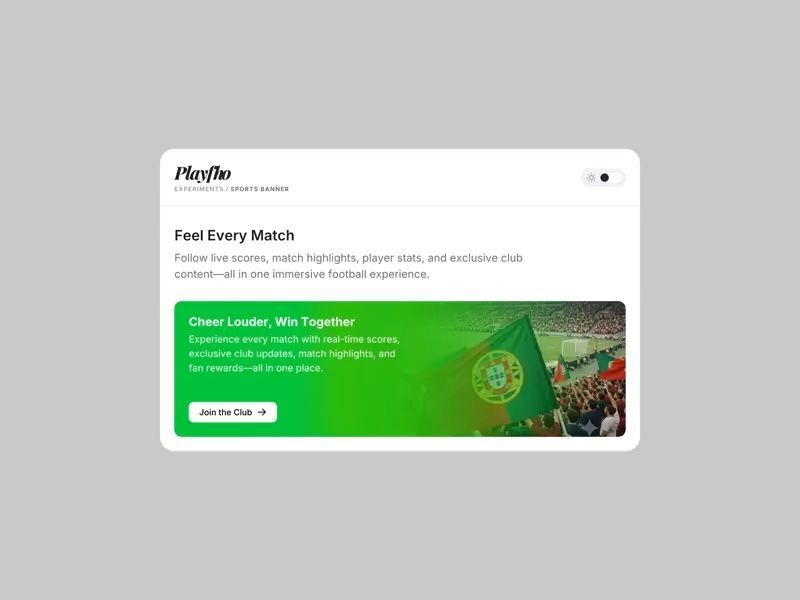 Sports Card — Dark & Light Mode Interaction