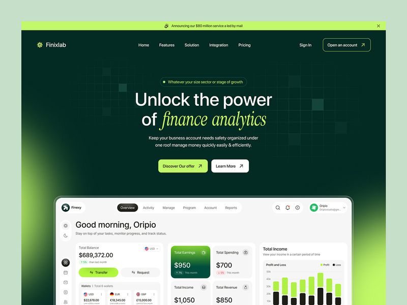 Fintech SaaS Landing Page Design