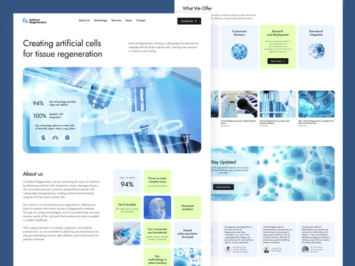 Artificial Regeneration  |  Biotech Company Website by Lumios Digital