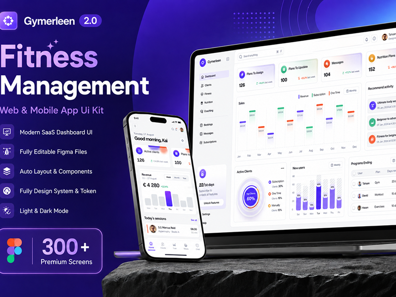 Fitness Management Web & Mobile App UI Kit - Mobile design asset by ui8